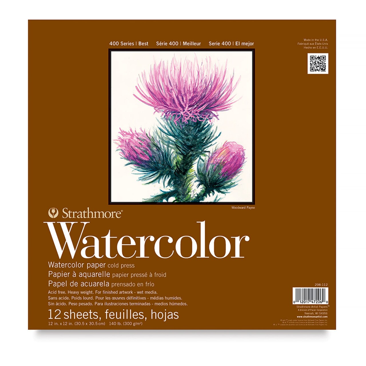 Strathmore 400 Series Watercolor Paper Pad - 12" x 12", Tape Bound, 12 Sheets